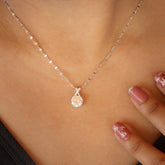 sterling Silver CZ Stone Studded Teardrop Shape Pendant With Chain